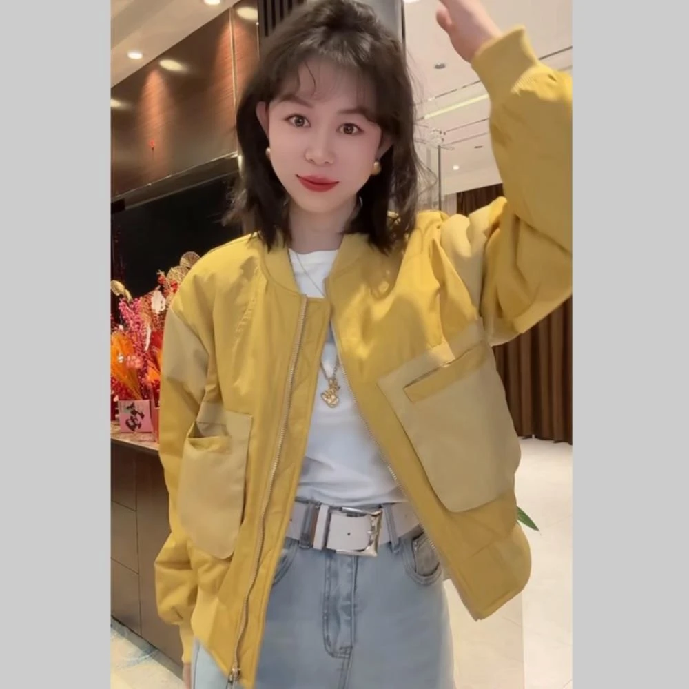 2025春新款拼接撞色时尚棒球服外套女短款韩版宽松减龄夹克衫外套
