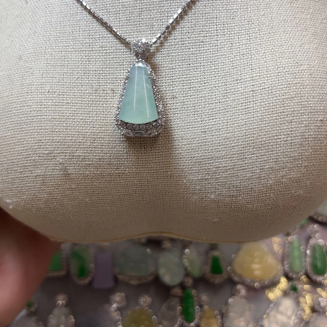 翡翠银S925镶嵌吊坠(不含链)