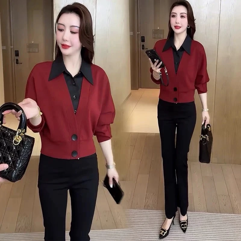 假两件上衣女2025春秋季新款百搭衬衣洋气减龄显瘦气质清冷系上衣