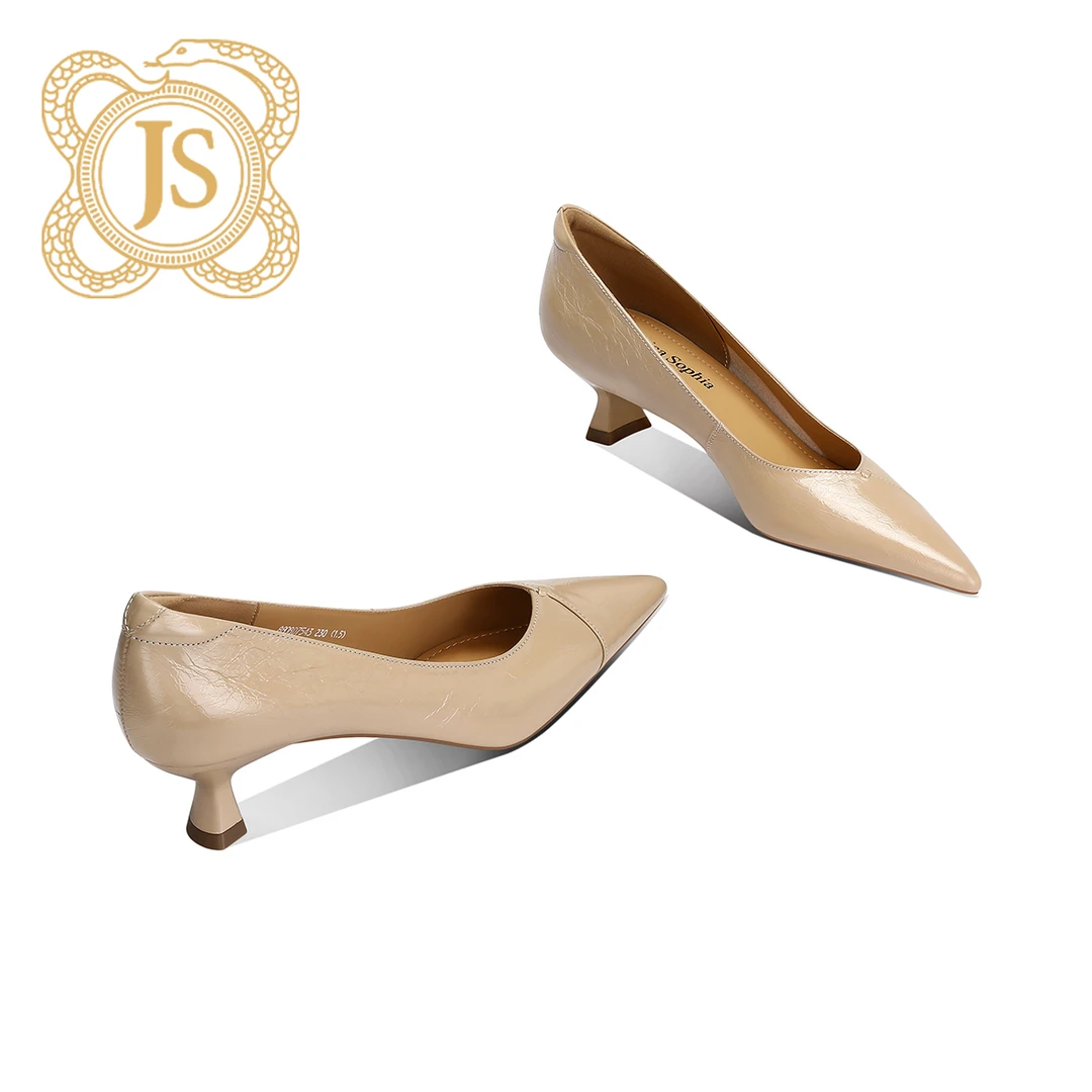 已开价，8808D7543气质百搭真皮粗跟高跟时尚欧美尖头细跟浅口单鞋