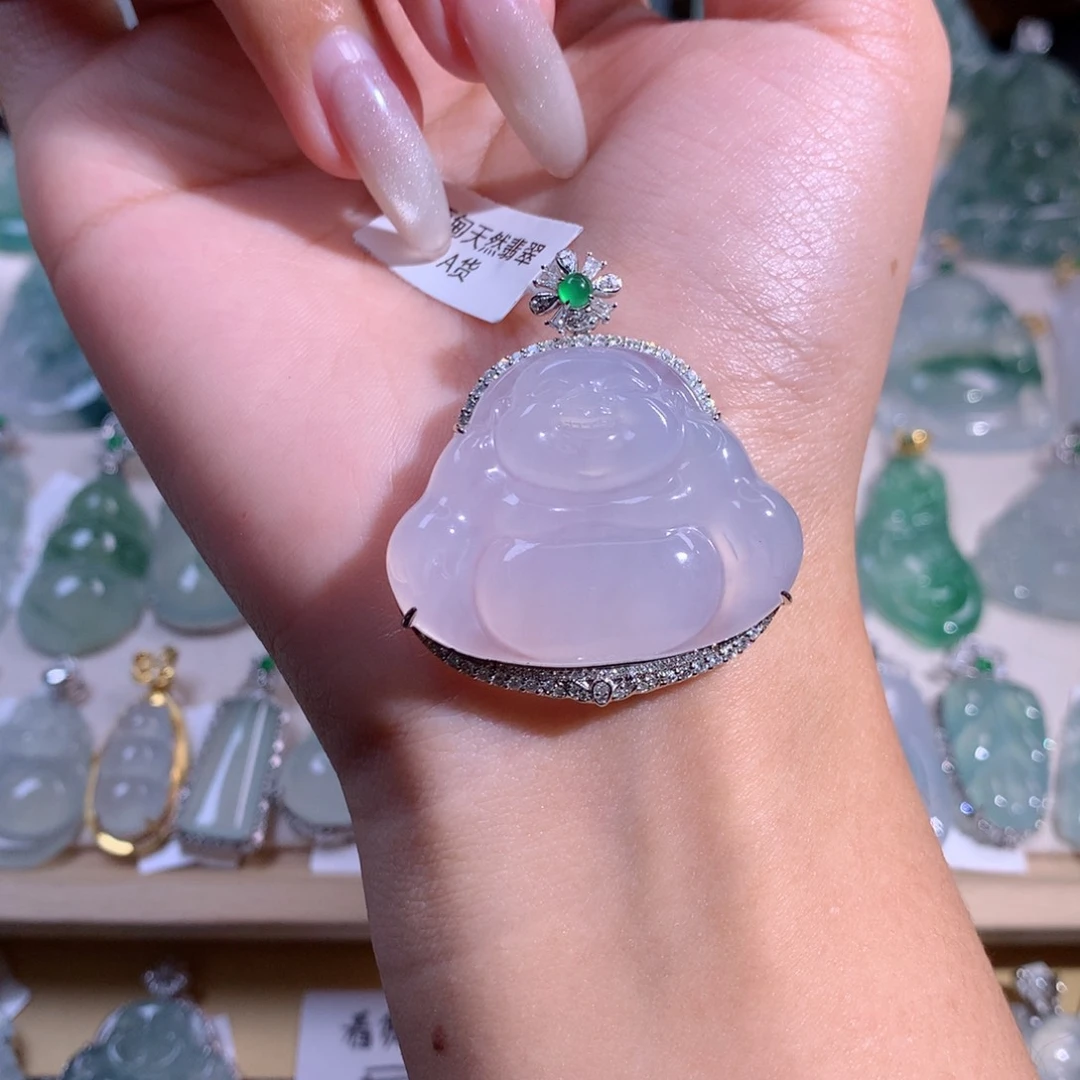 翡翠吊坠(不含链)18K金镶嵌