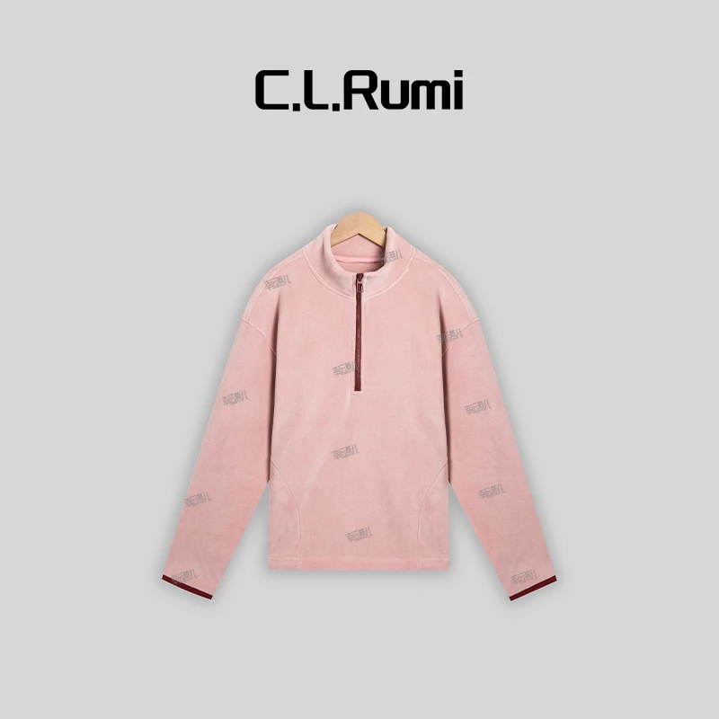 【Rumi女装】轻暖基础加厚宽松速暖立领拉链卫衣上衣6424wy
