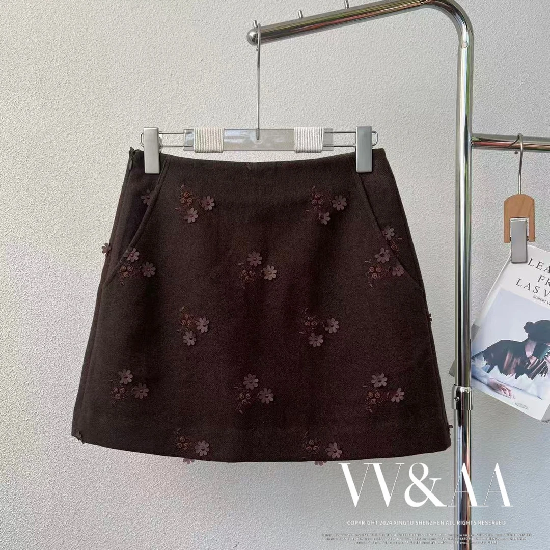 VV&AA 简约百搭重工刺绣亮片短裙半裙 QQ4960