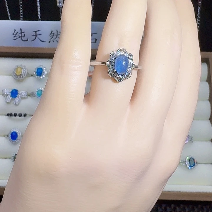 海蓝宝石戒圈银S925镶嵌