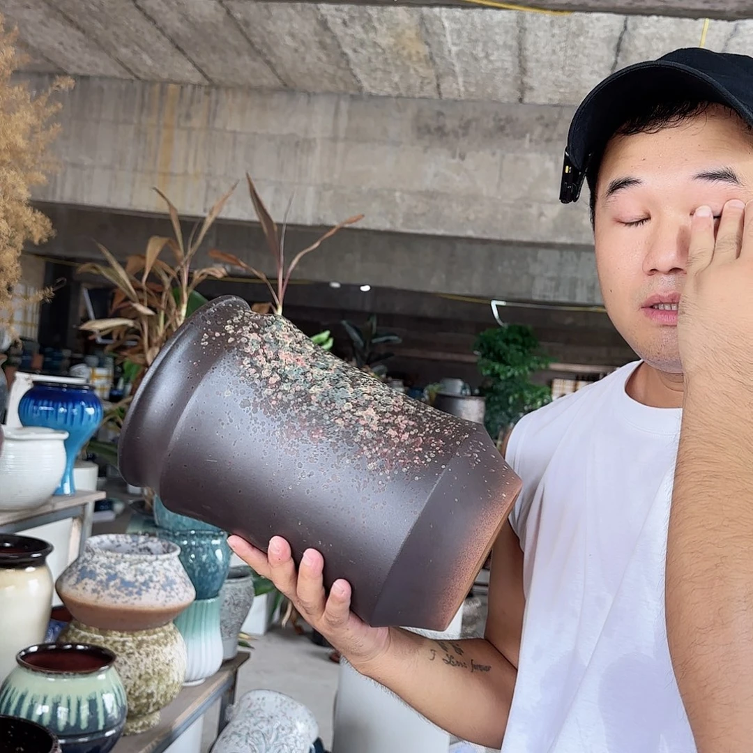 紫砂花盆杨杨花盆0925-527高32口20