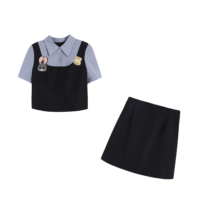 1【兔子警官】夏季假两件时尚学院风藏青套装ZL109796