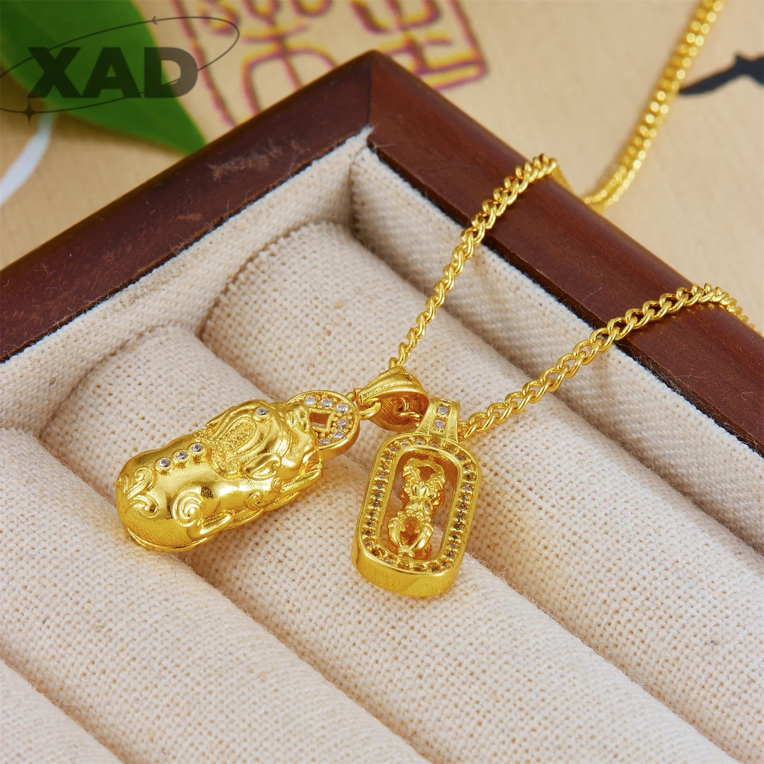 铜合金项链 新中式高级感金色貔貅金刚杵项链网红同款精美锁骨链