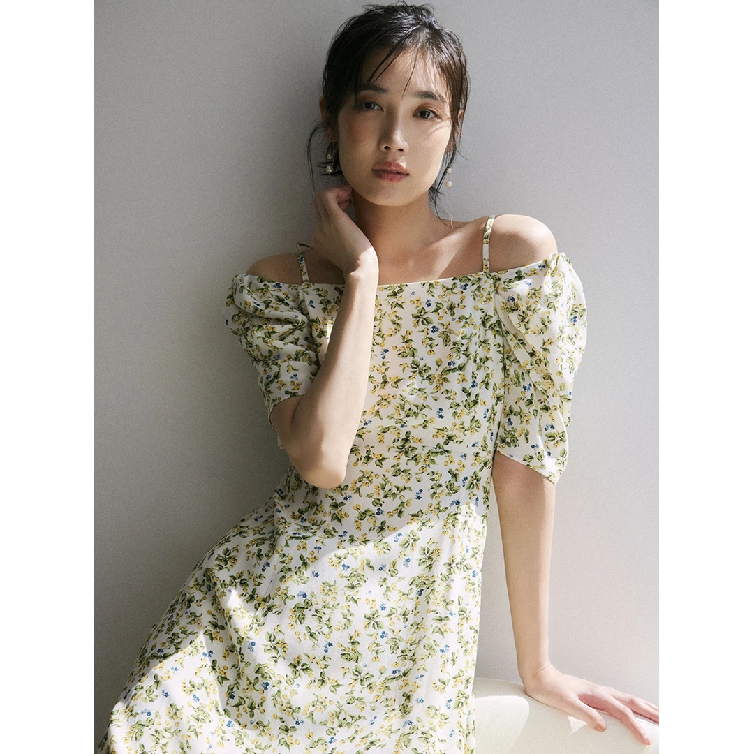 【MonTendre】 夏季新款 F 法式碎花裙子2WAY小清新水果印花连衣裙