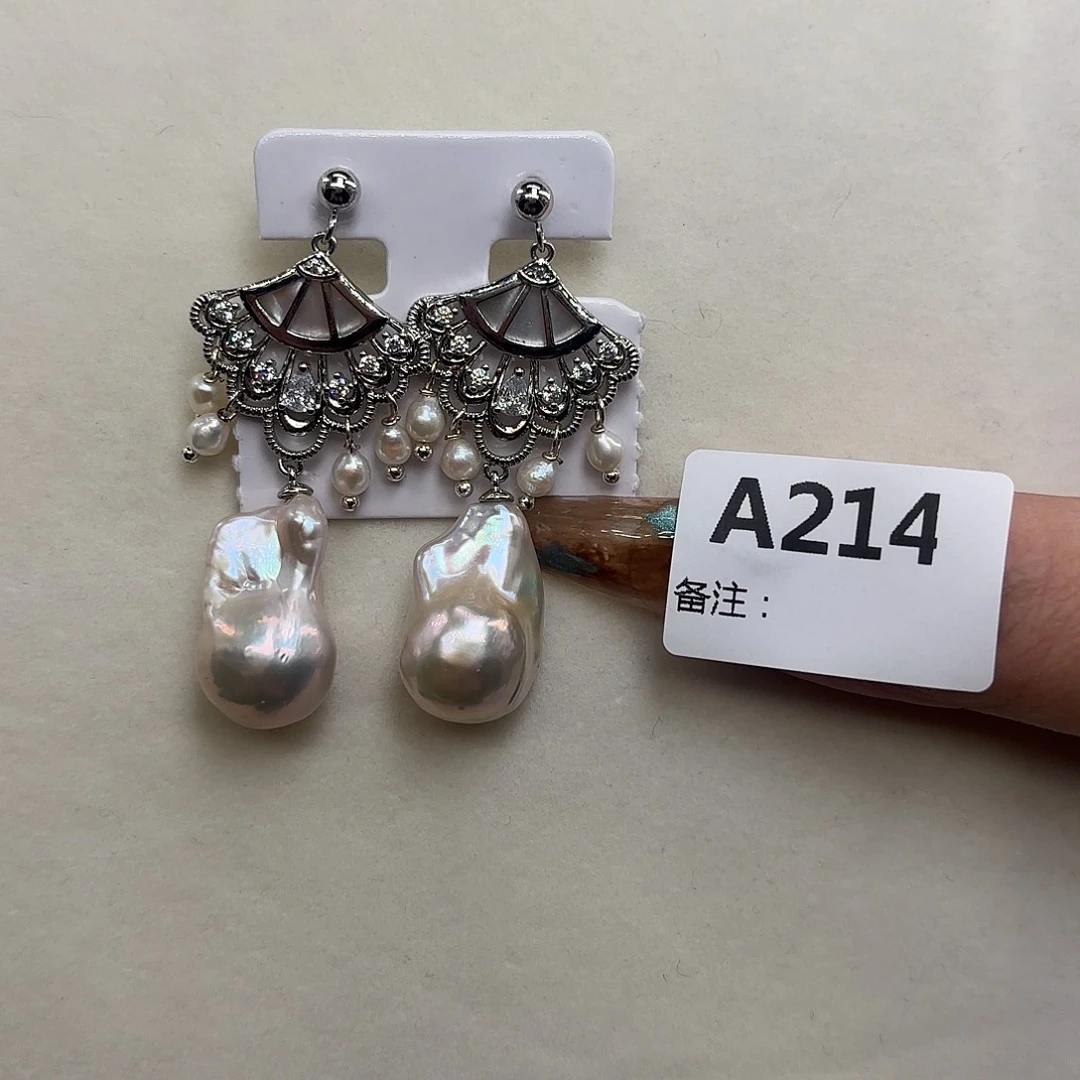 淡水珍珠耳饰银S925镶嵌