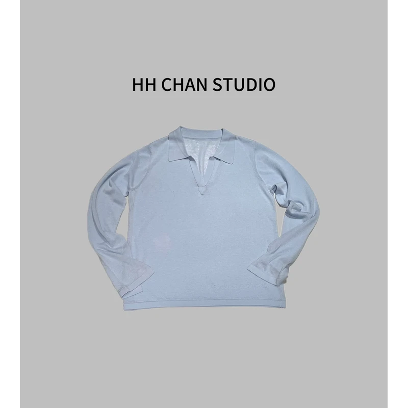 HH.CHAN“冰川”亚麻莱赛尔春夏冰川蓝baby色沁凉polo罩衫HH5336579