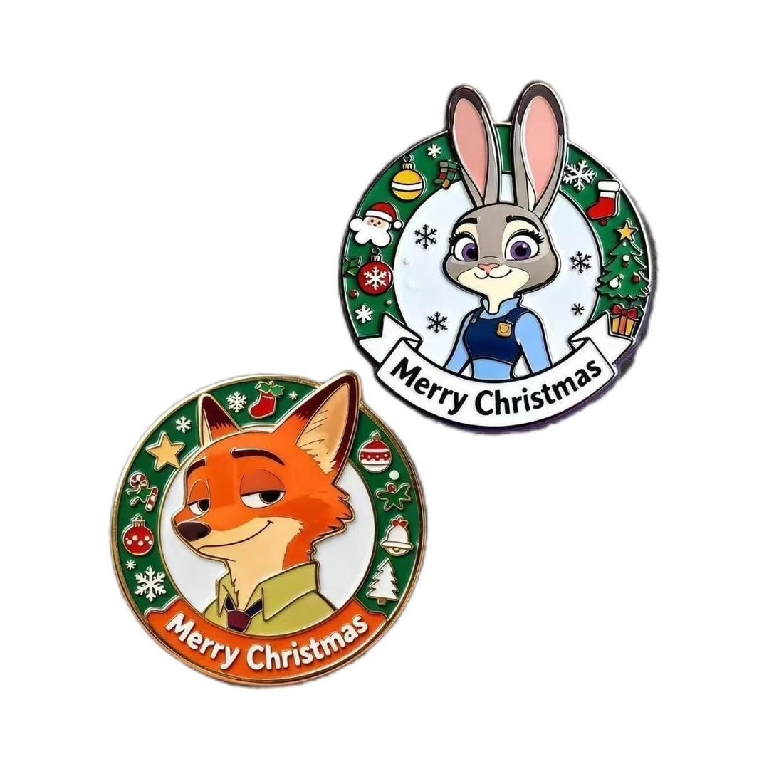 铁合金胸针 合金胸针 疯狂动物城圣诞金属胸针尼克朱迪卡通徽章co