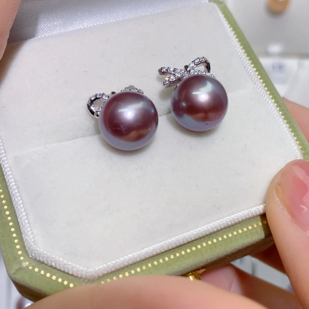 淡水珍珠耳饰银S925镶嵌