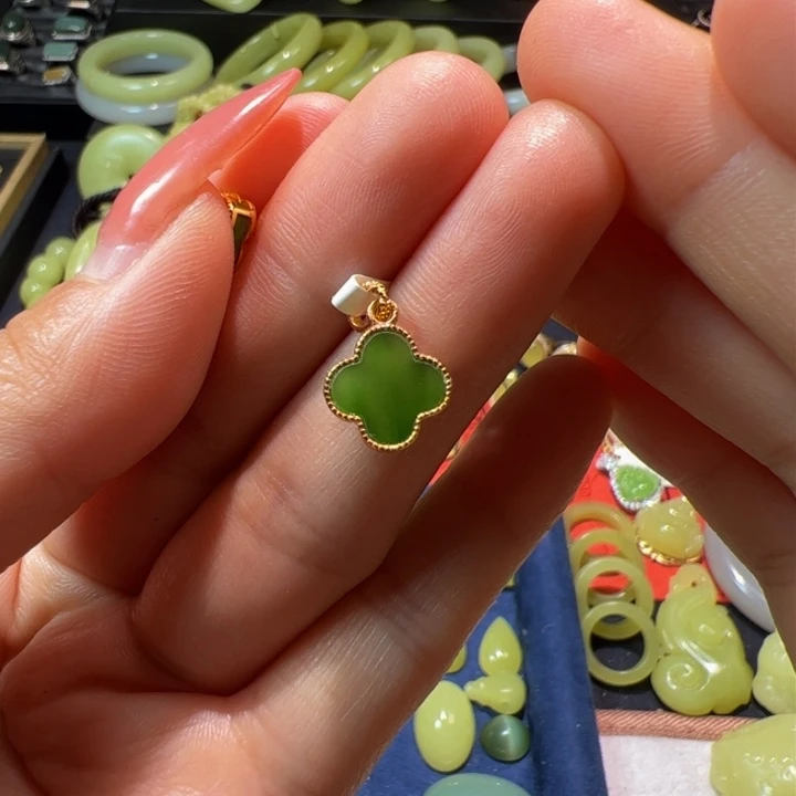 和田玉（碧玉）颈饰银S925镶嵌
