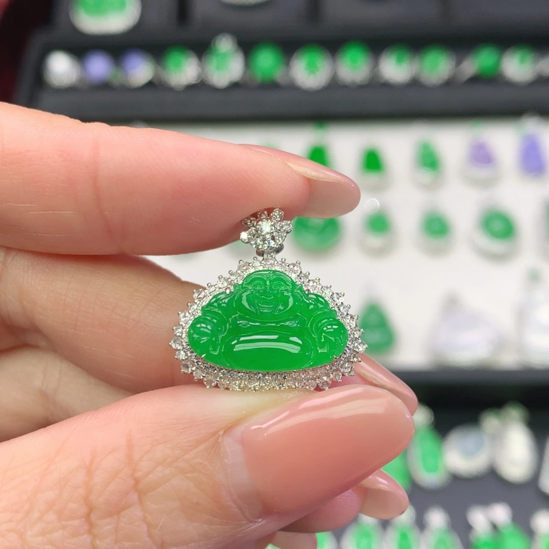 翡翠18K金镶嵌吊坠(不含链)