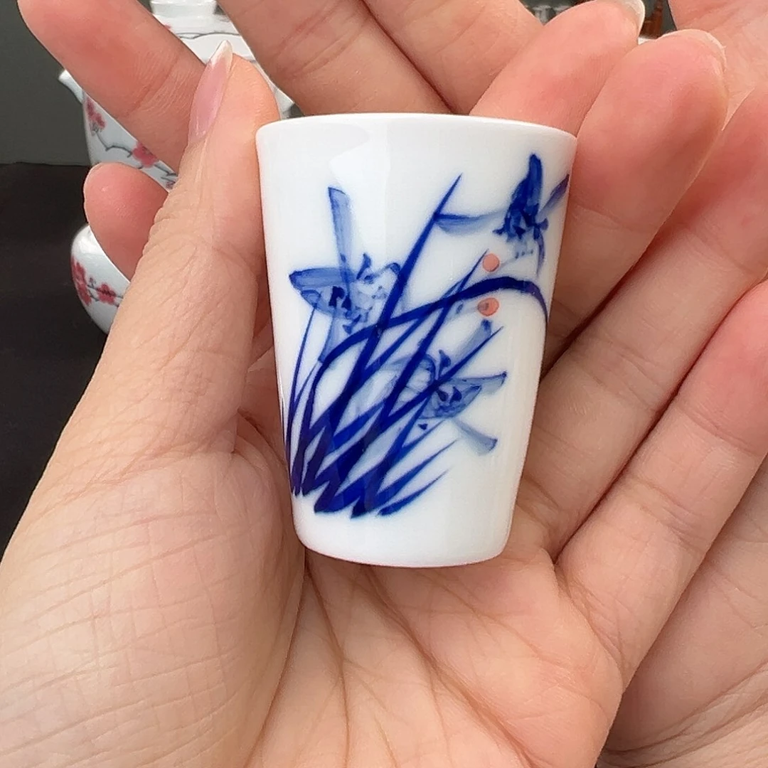 青花兰花闻香杯（微瑕）