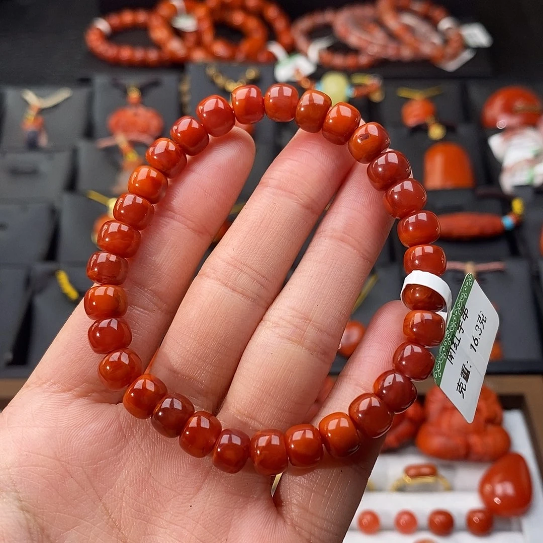 南红玛瑙未镶嵌四川凉山瓦西老型手串7.6mm
