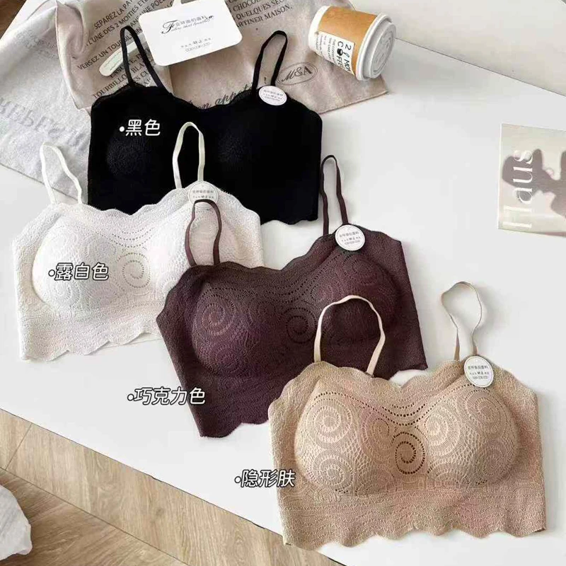 6225美背聚拢运动风一片式秋季抹胸小胸黑色欧若智性风无钢圈无痕