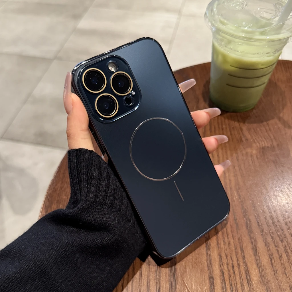 适用iphone16promax手机壳苹果15PRO高级感AG钛金磁吸14/13防摔壳