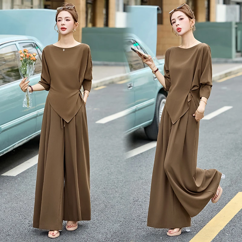 垂感阔腿裤套装女2025年夏季新款气质宽松高级感女神范时髦两件套