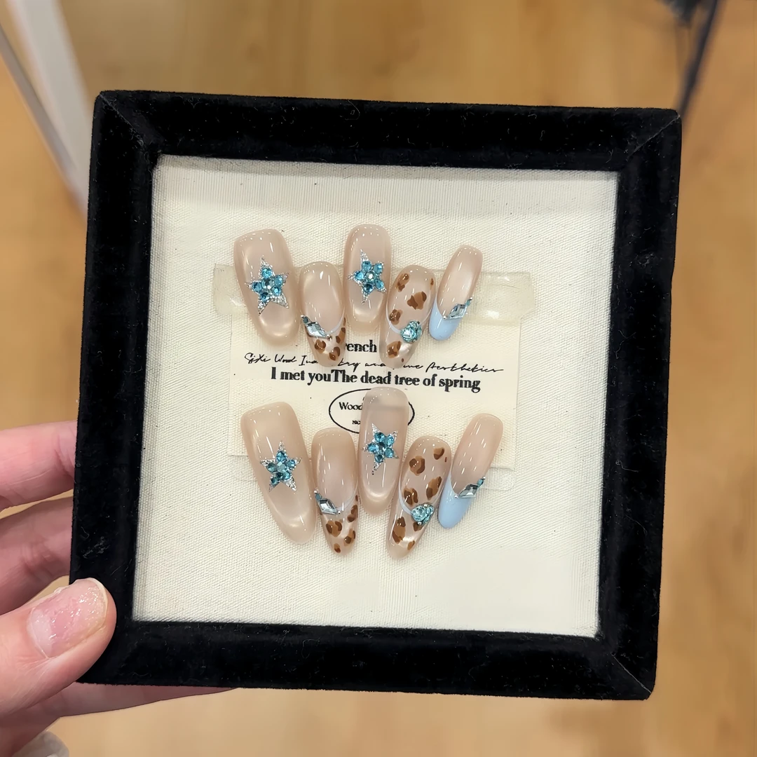 《蓝色豹纹》纯手工穿戴甲