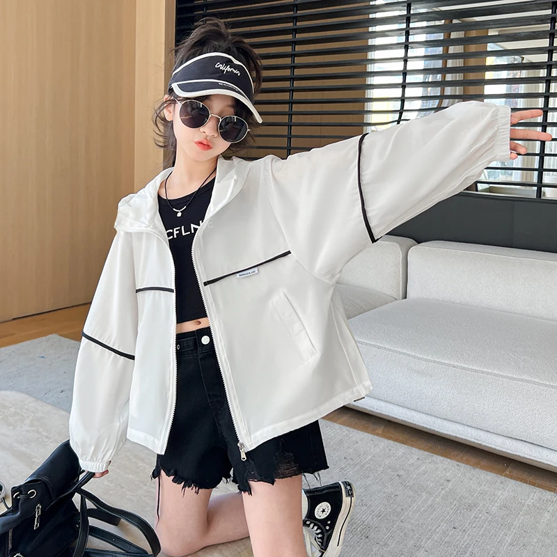 女童防晒衣夏季2025新款儿童防紫外线薄款外套大童夏装连帽防晒服