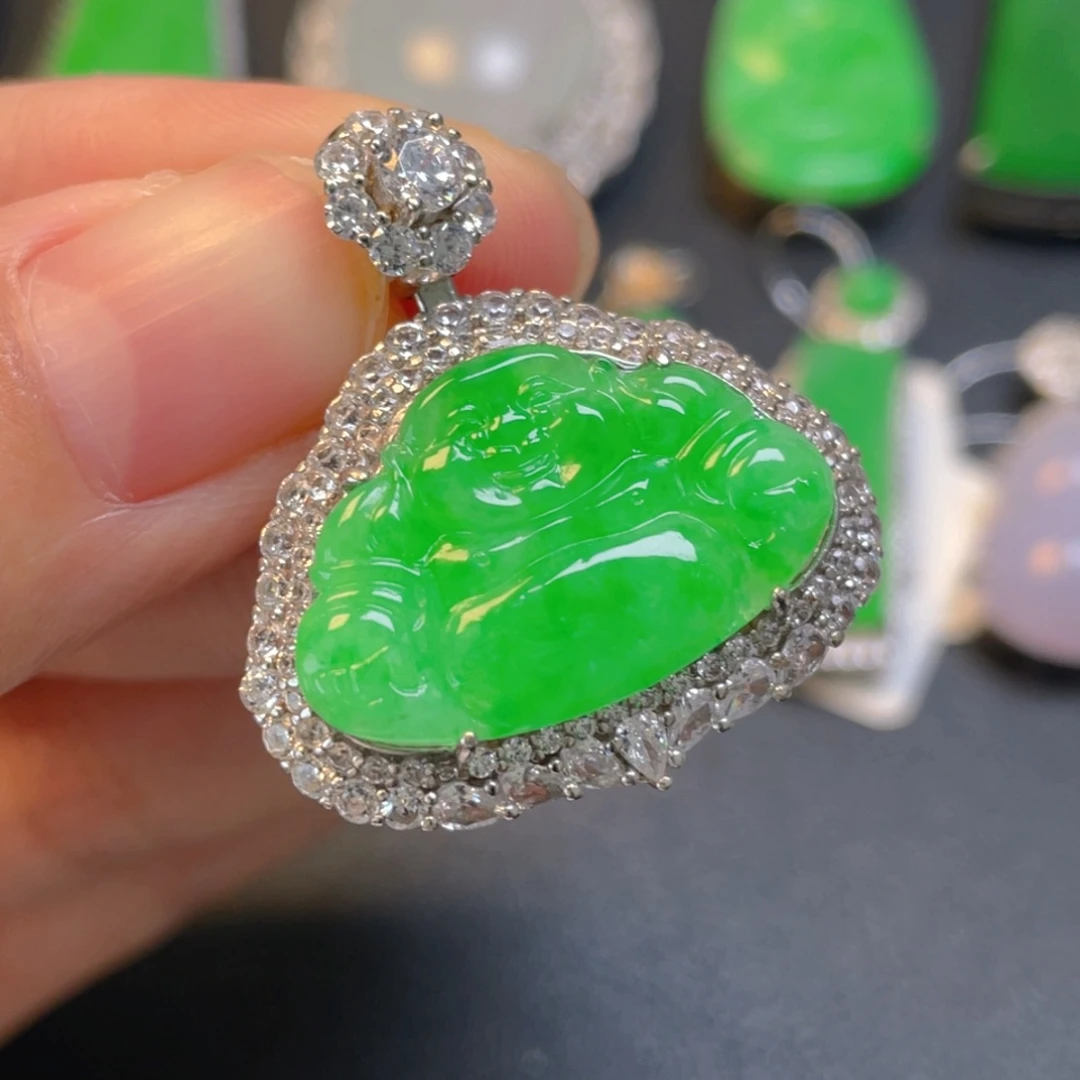 翡翠银S925镶嵌吊坠(不含链)