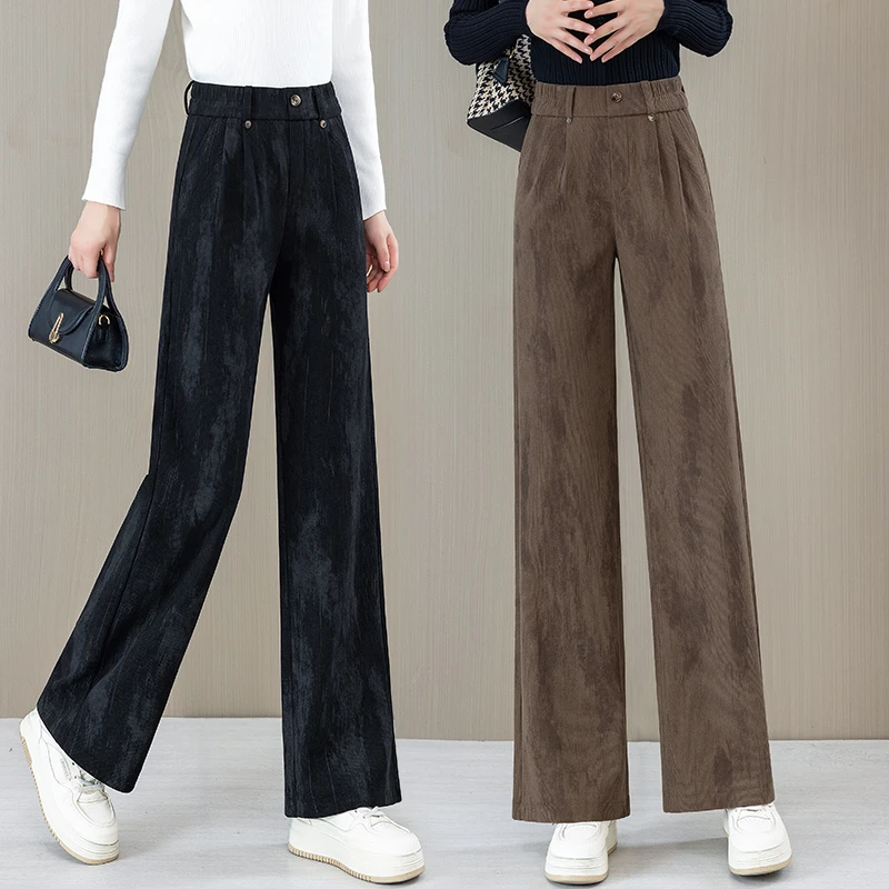 2025春秋时尚扎染高腰阔腿裤女宽松显瘦垂感百搭直筒休闲裤春季