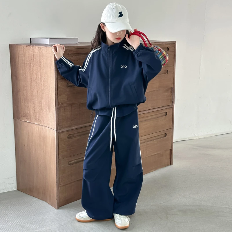 女童秋装休闲套装2025新款女大童秋季韩系阔腿裤儿童运动两件套潮