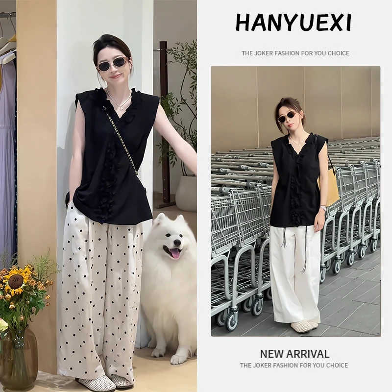 夏季一整套女装2025年新款韩版气质减龄显瘦无袖上衣休闲裤两件套