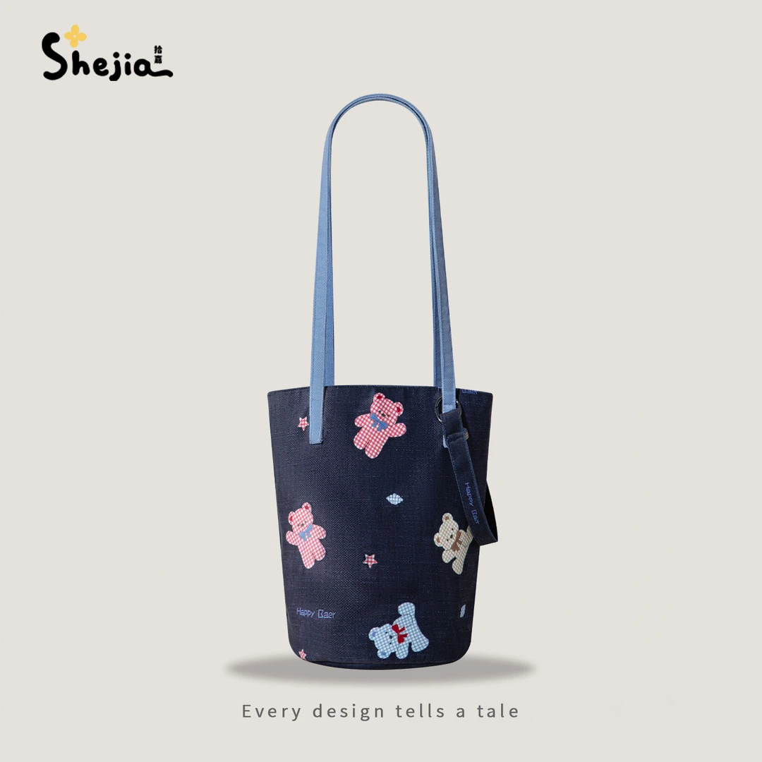 【升级拉链赠化妆包】布偶熊单肩斜挎拉链大水桶包原创百搭ins