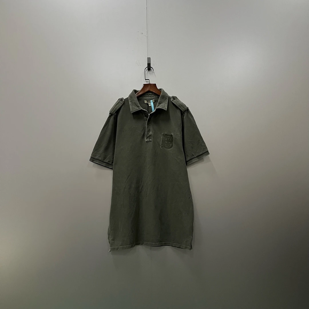95新 BURBERRY/博柏利 （ll）巴宝莉 墨绿色logo刺绣polo衫 L码