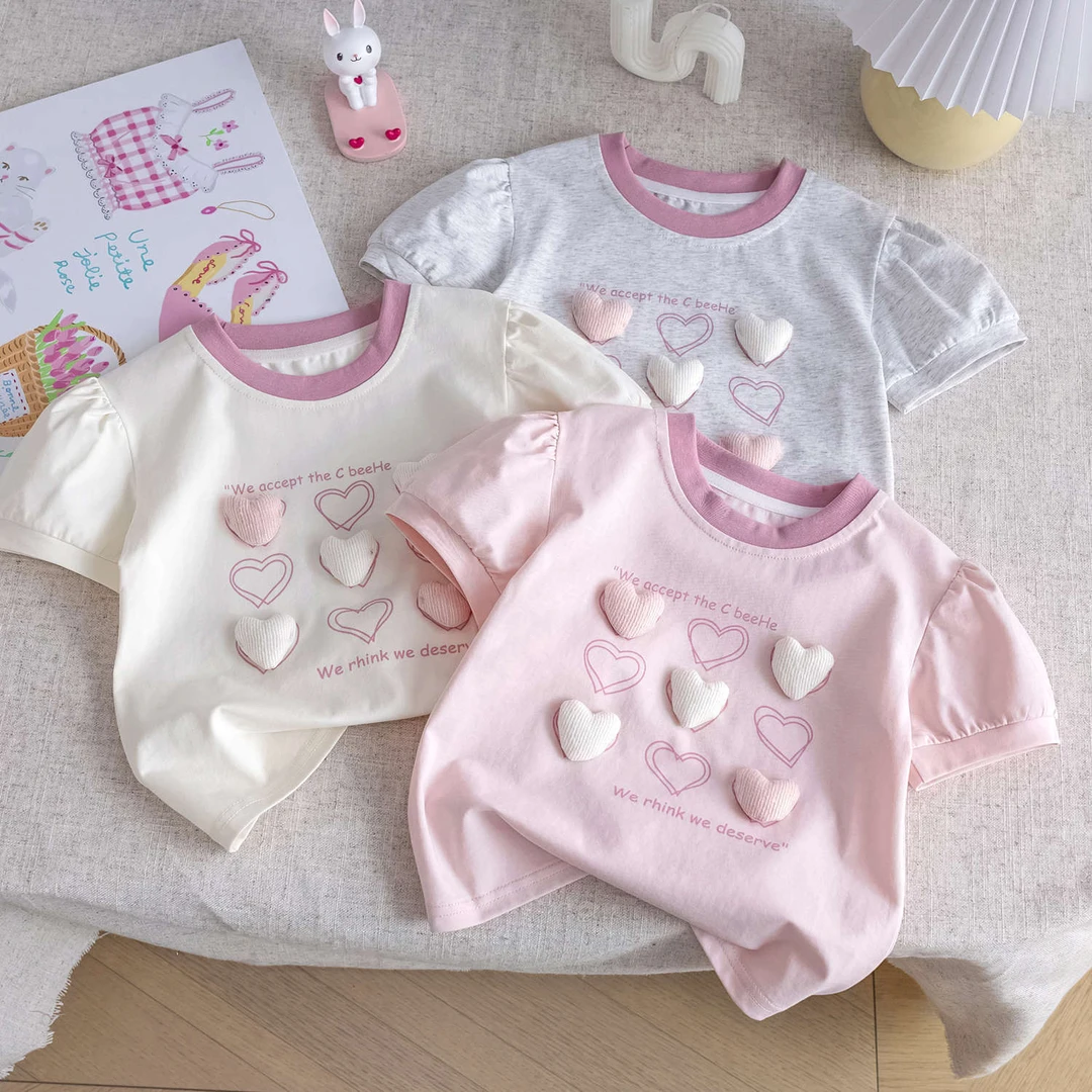 女童上衣夏装短袖t恤6-12岁潮款薄款透气高级感婴儿甜美夏天衣服