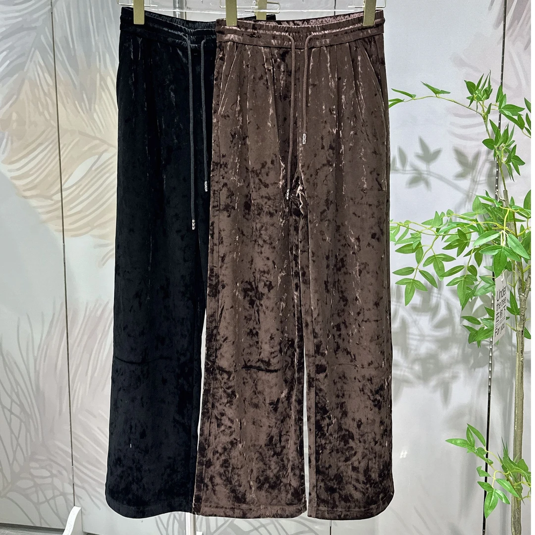 【轻奢小众】弹力腰醋酸氨纶聚酯混纺休闲直筒裤