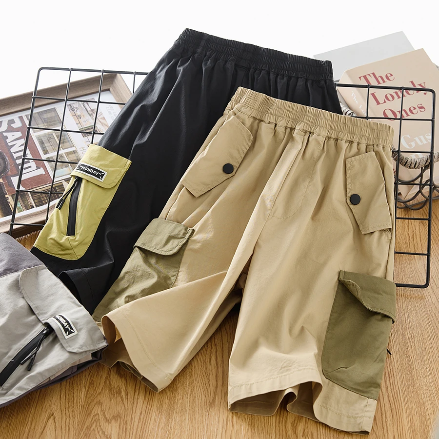 男童工装短裤2025夏款儿童轻户外裤子男孩大口袋中裤休闲五分裤帅