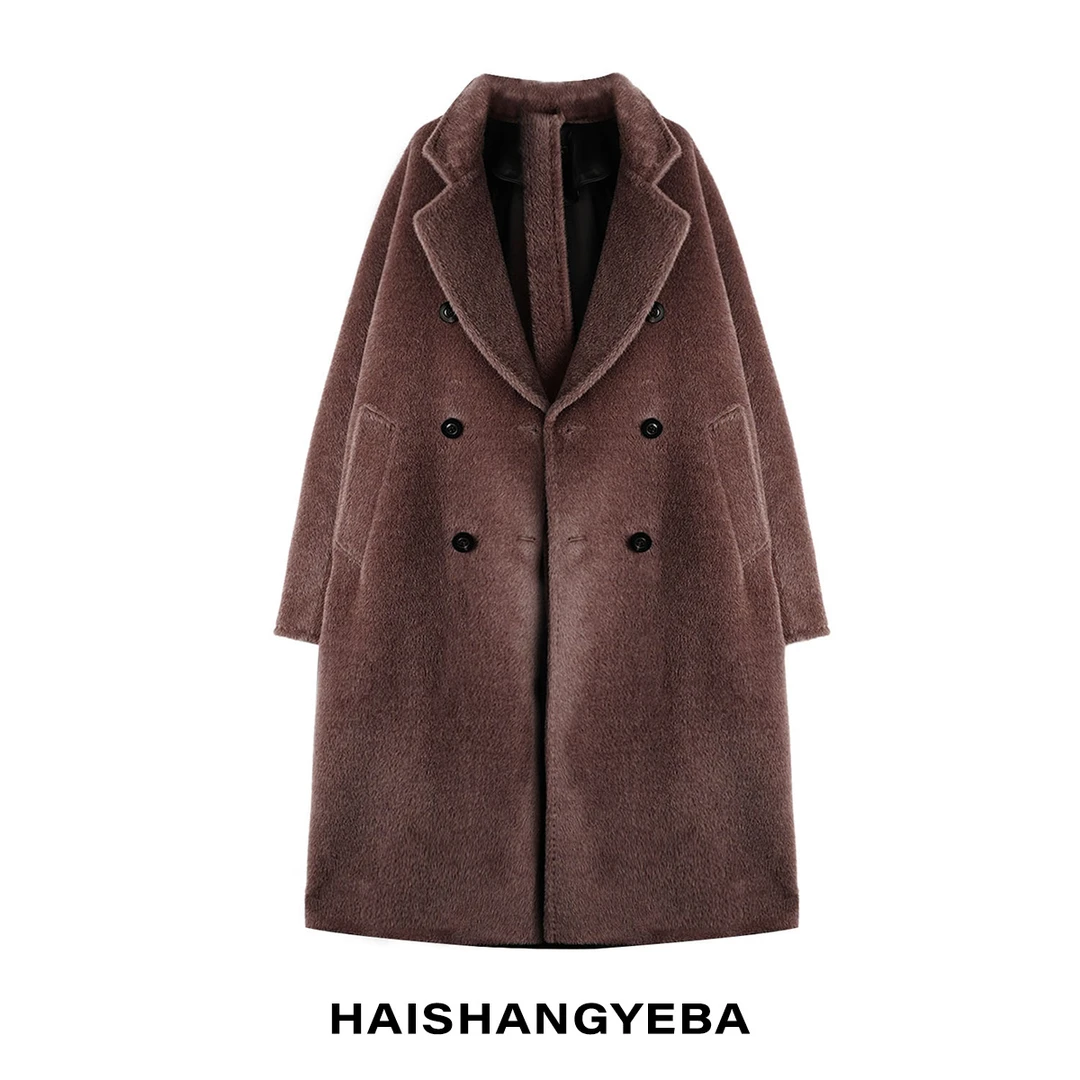 【海上叶爸】新款2025秋冬百搭羊驼毛厚款气质时尚大衣外套