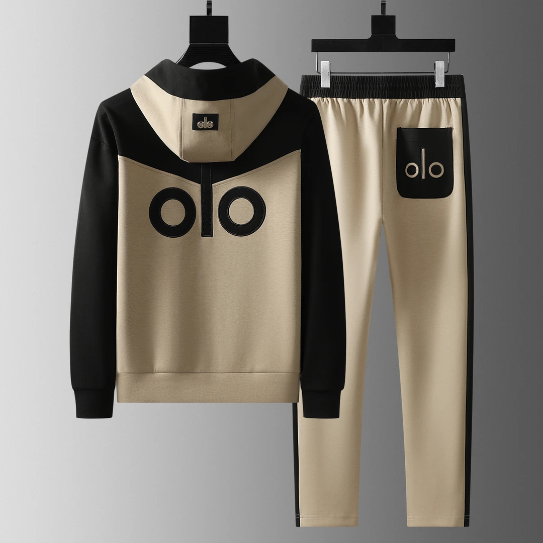 简纳曼克轻奢连帽休闲运动套装秋季男士时尚撞色拼接卫衣两件套