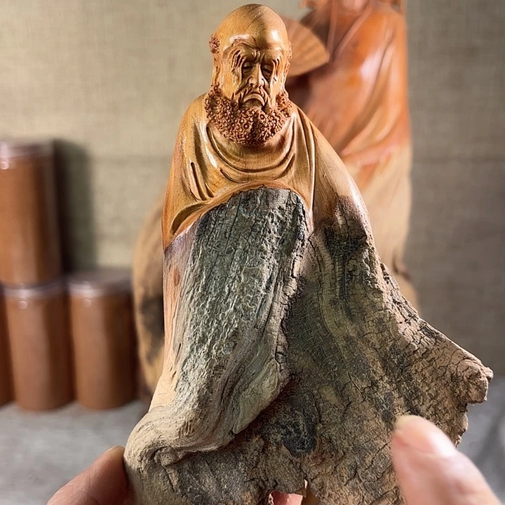 笑***园崖柏崖柏雕刻达摩