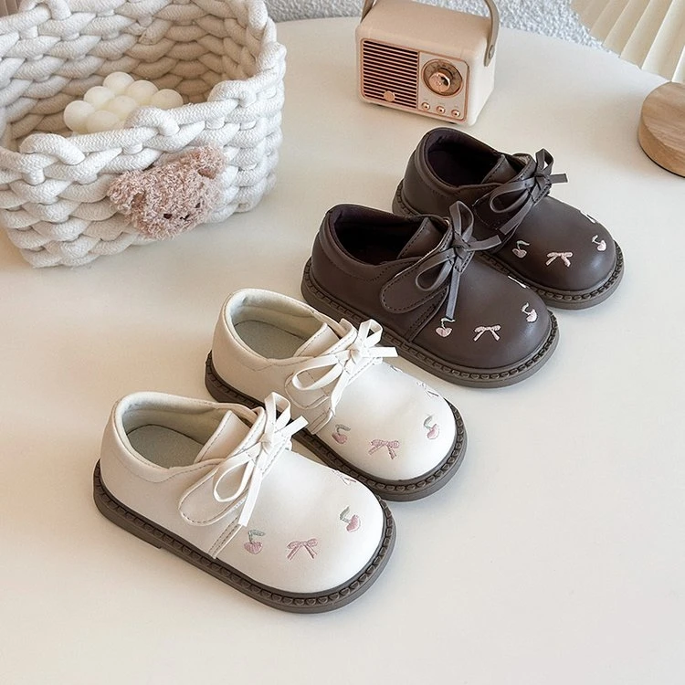 女童小皮鞋2025春秋新款宝宝甜美蝴蝶结公主单鞋软底宝宝单鞋3507