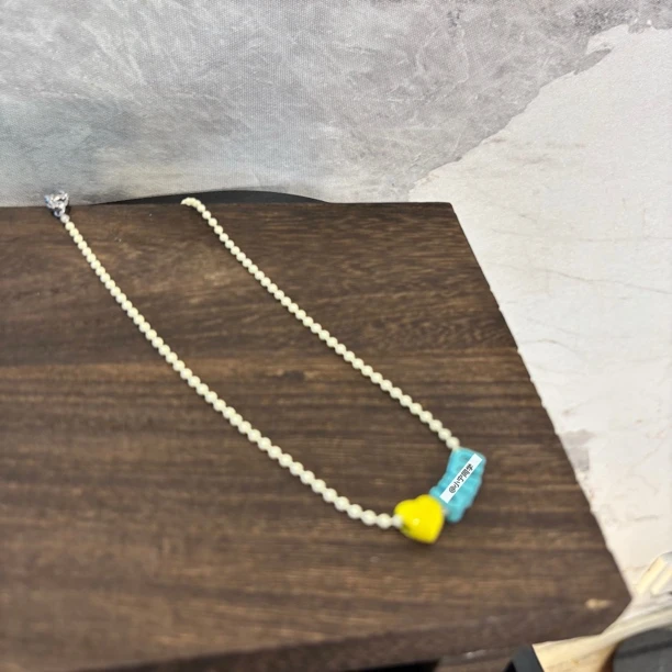 铜合金项链 黄爱心蓝字母项链XL2902