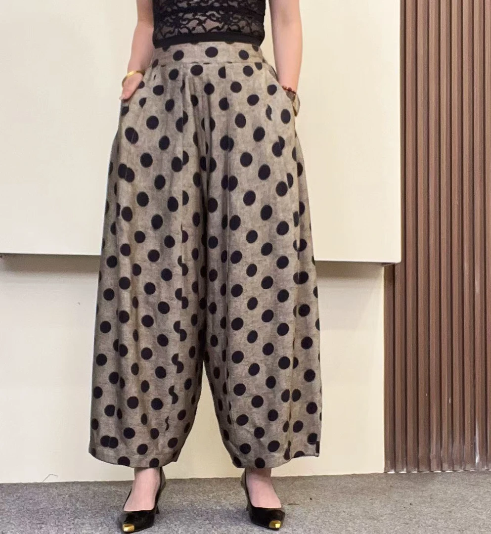 #5060夏季新款波点宽松洋气休闲百搭显瘦九分