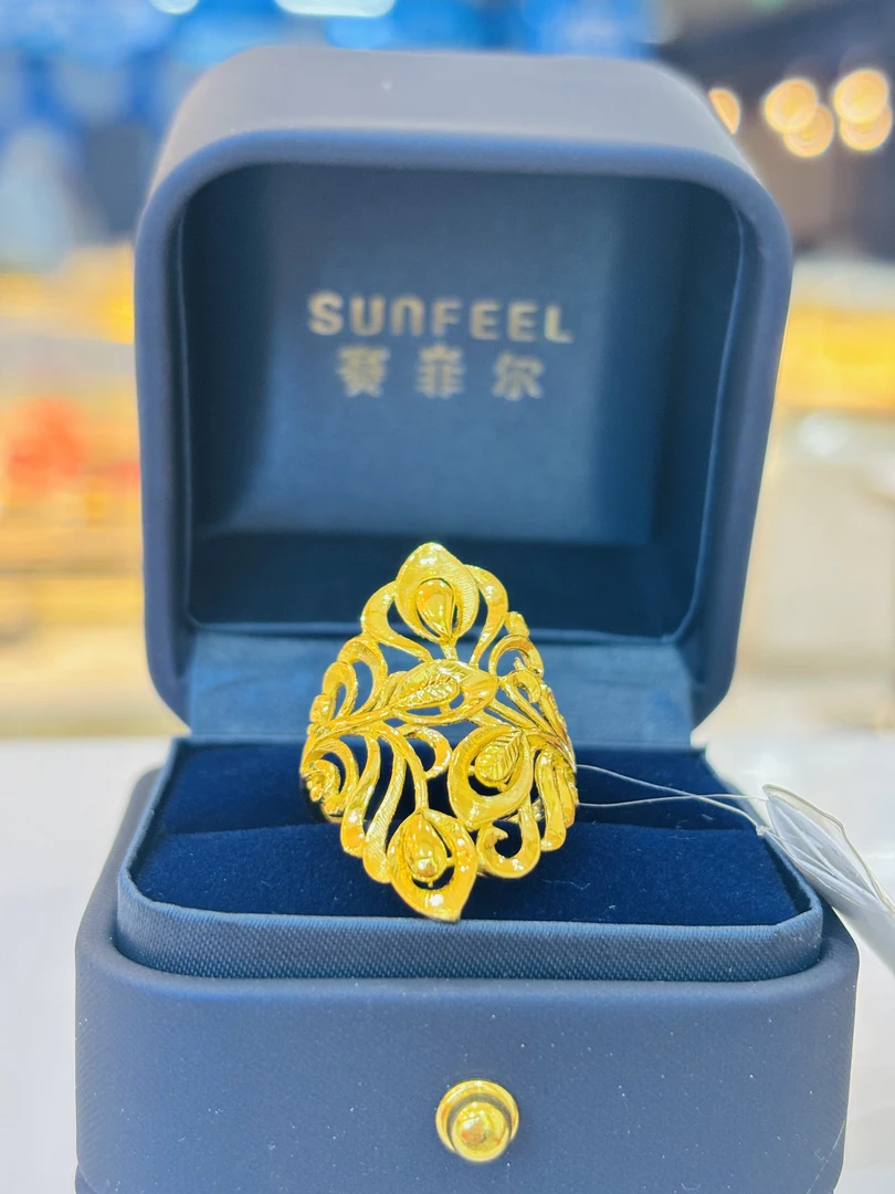 SUNFEEL/赛菲尔足金999富贵护指戒黄金指环活口金戒女士