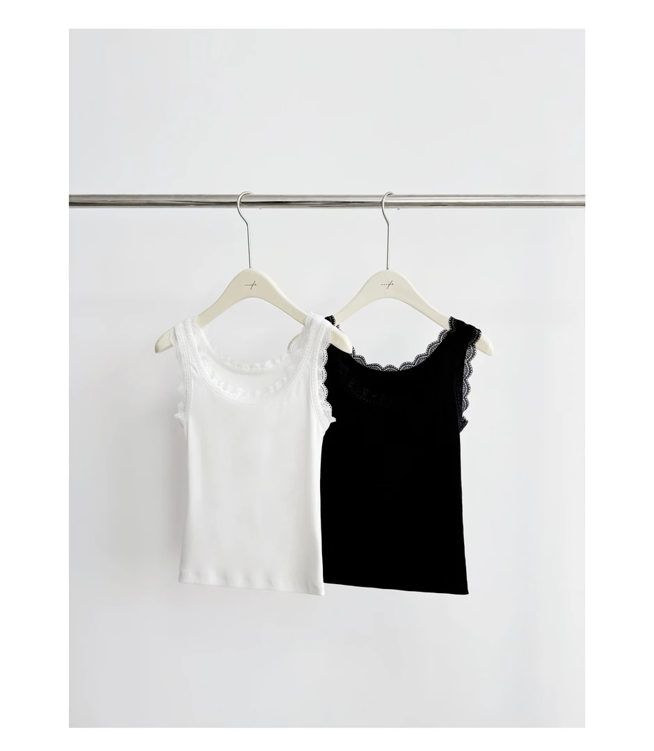 Q0008 "肯豆同款" 夏季蕾丝镂空气质弹力打底遮腐乳显瘦U领背心