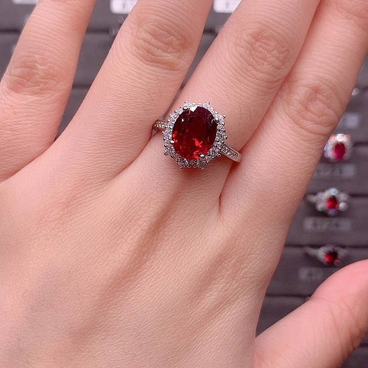 红宝石银S925镶嵌戒指