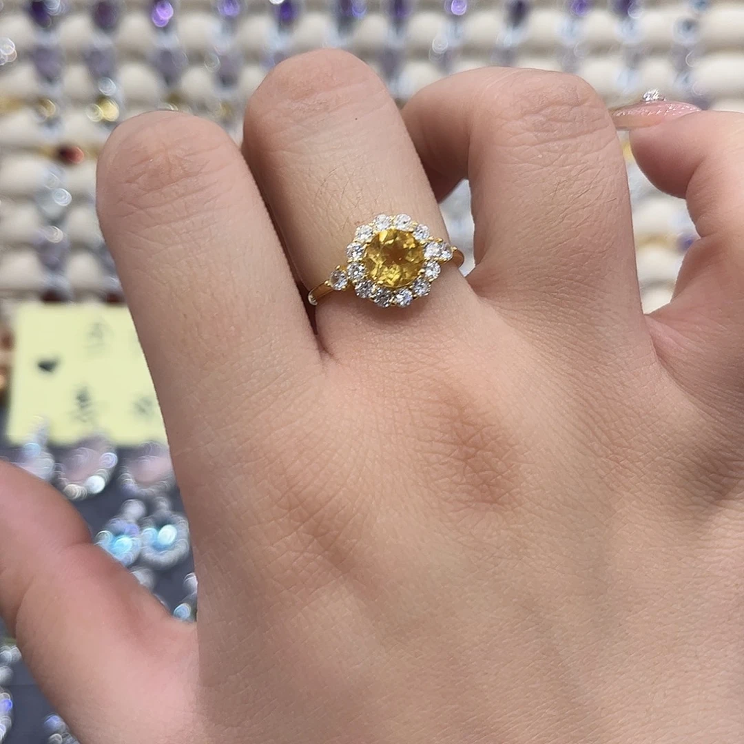 黄晶银S925镶嵌戒指