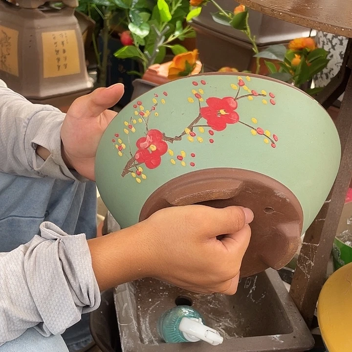 绿斗盆点菜中号花盆紫砂花盆