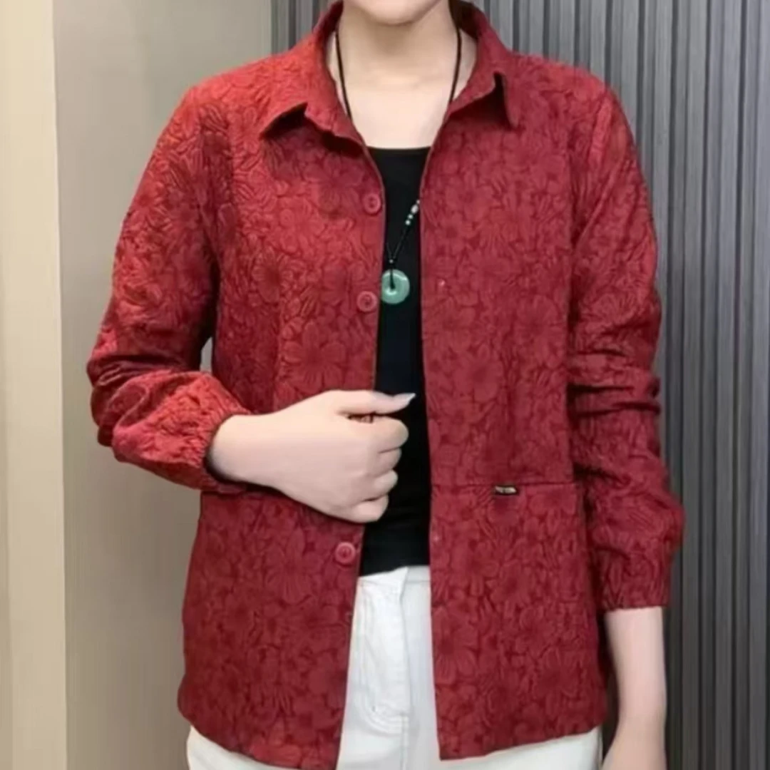 11130-中老年妈妈春秋夹克新款女装外套宽松显瘦休闲上衣【林仟媚】