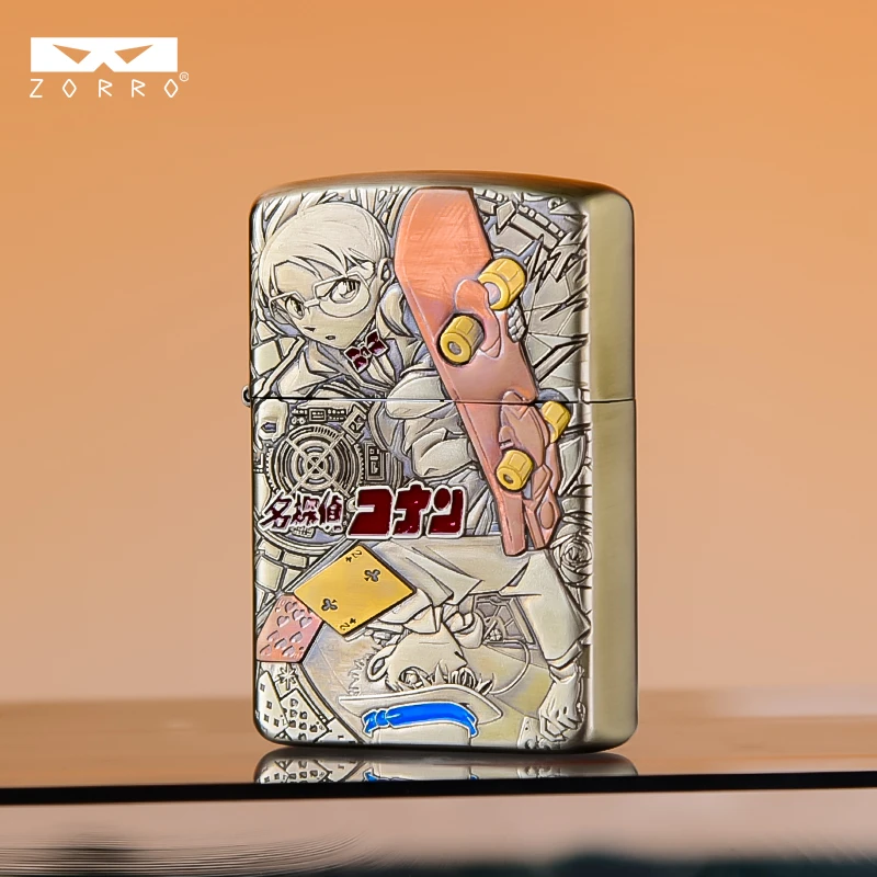 正品佐罗ZORRO二代白铜名侦探柯南煤油打火机高颜值男生礼物