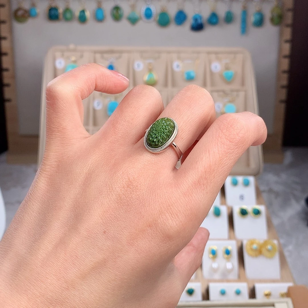 绿松石戒指银S925镶嵌