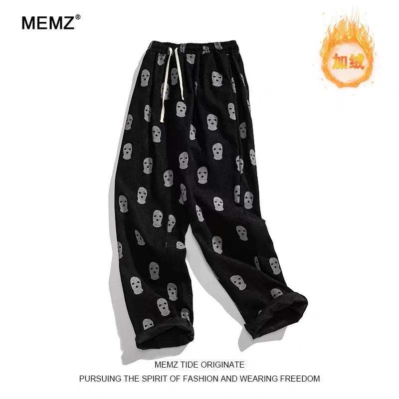 Z005ins长裤加绒时尚女士休闲裤印花满印宽松碎花运动美式厚款