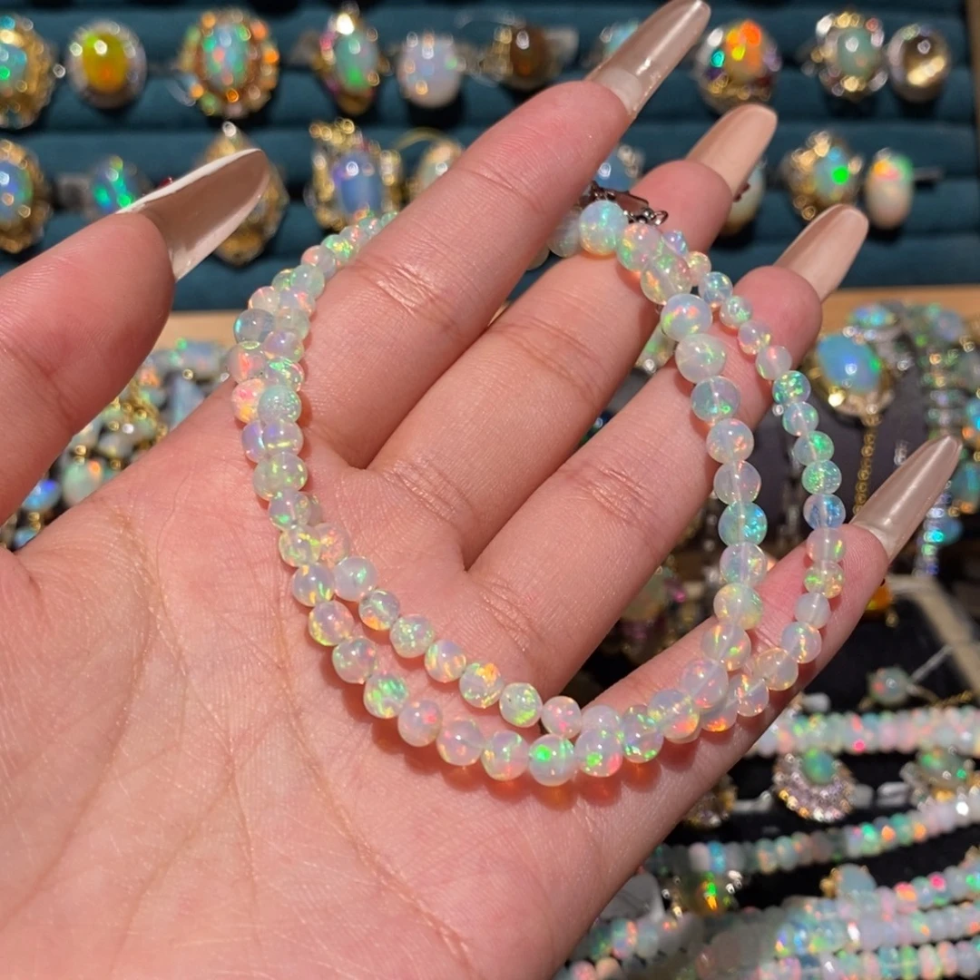 珠***水欧泊银S925镶嵌项链